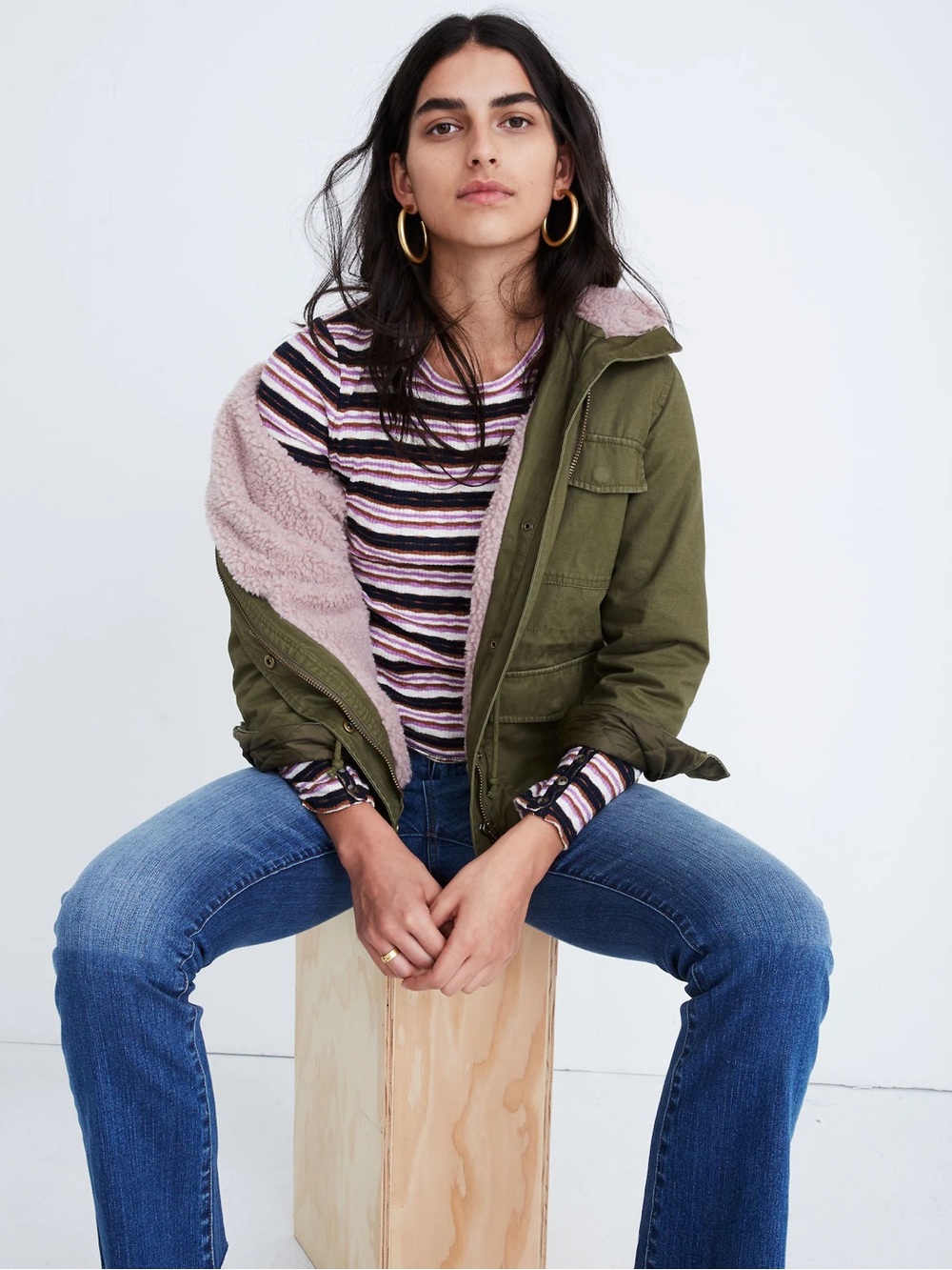 Madewell Sherpa-Trimmed Surplus Jacket - Olive Green WMN